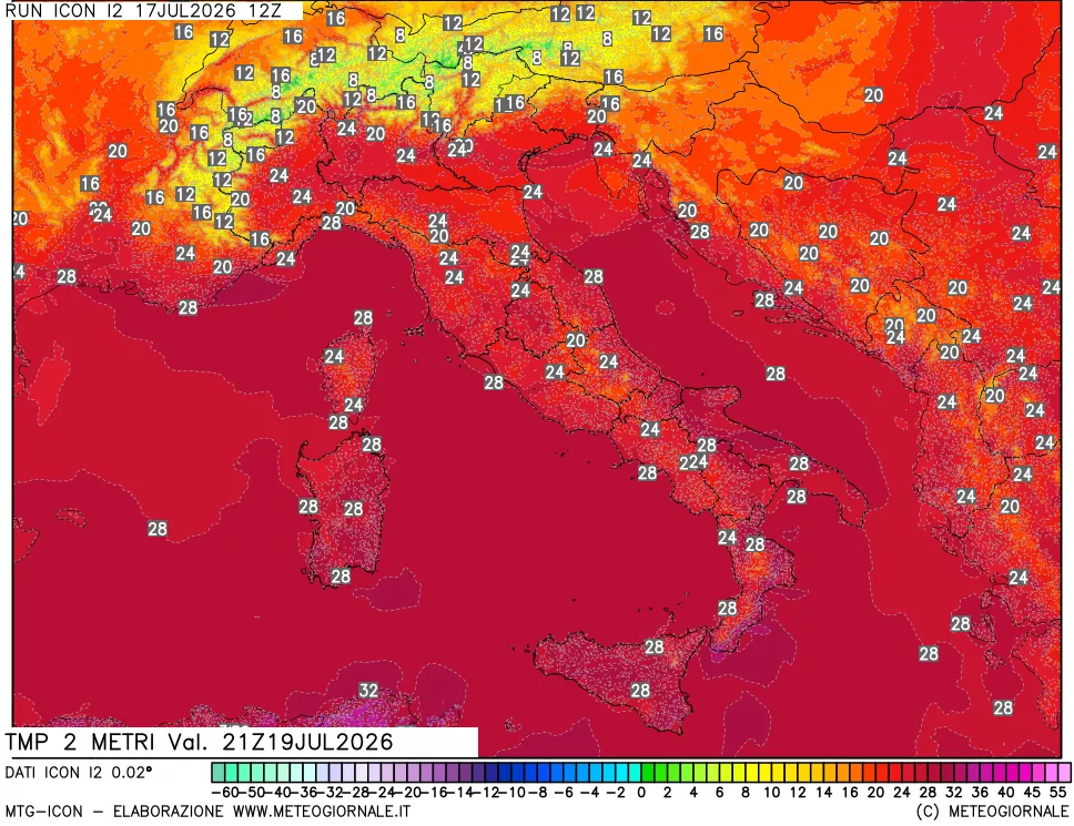 mappa Temp 2 metri