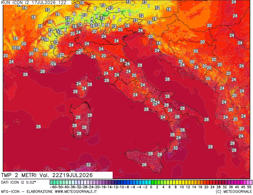 mappa Temp 2 metri