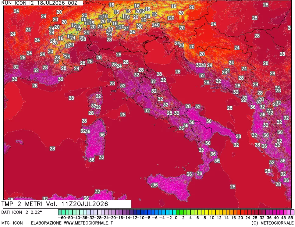 mappa Temp 2 metri
