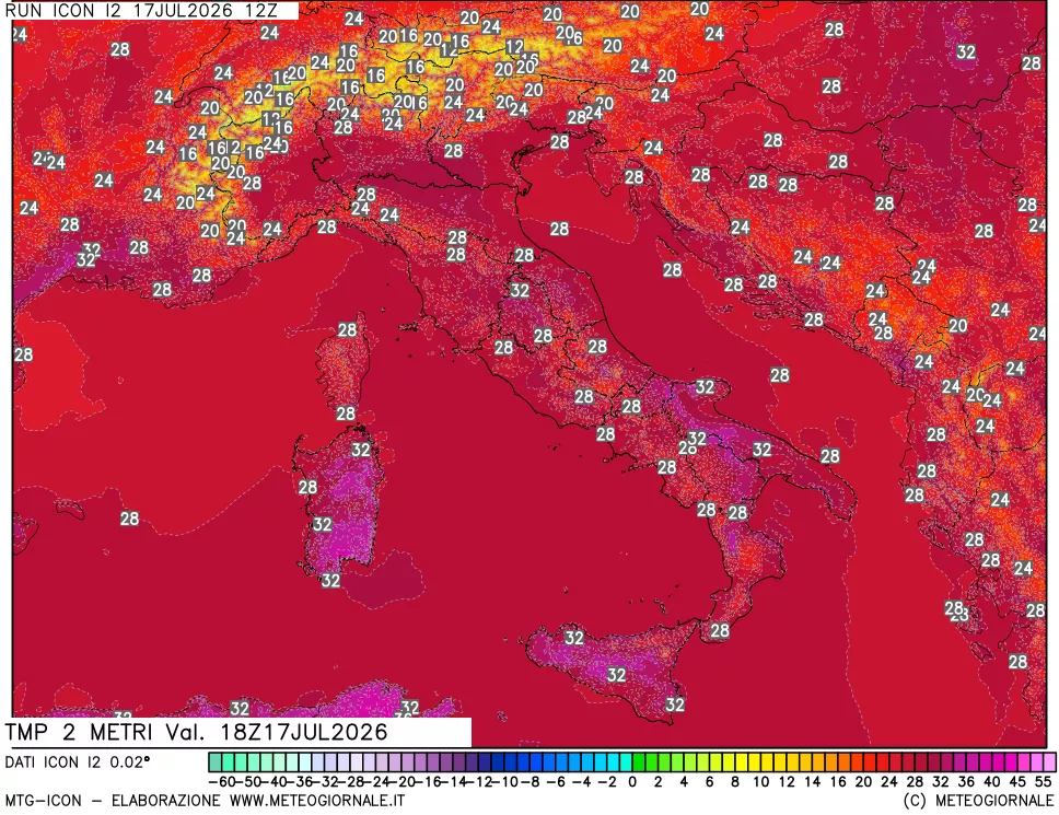 mappa Temp 2 metri