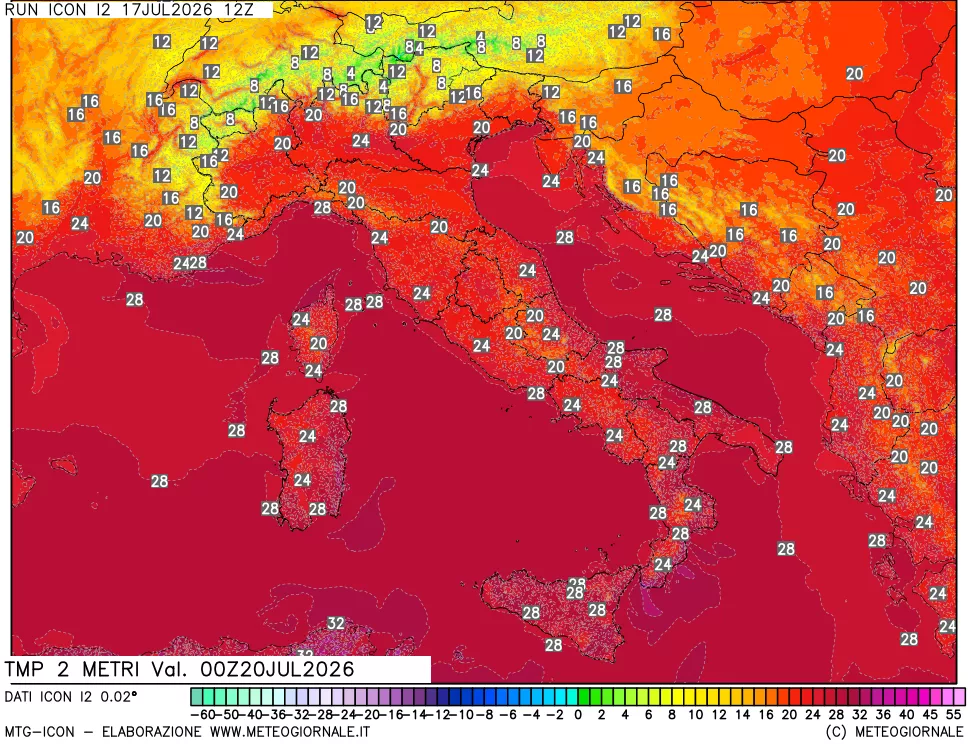mappa Temp 2 metri