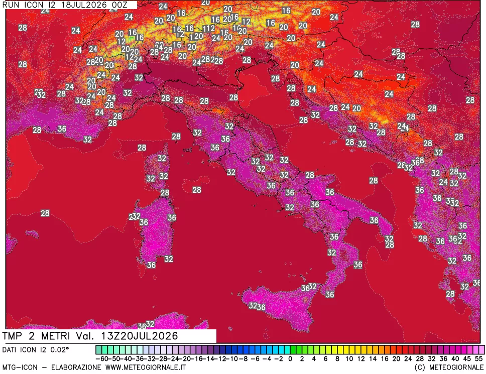mappa Temp 2 metri