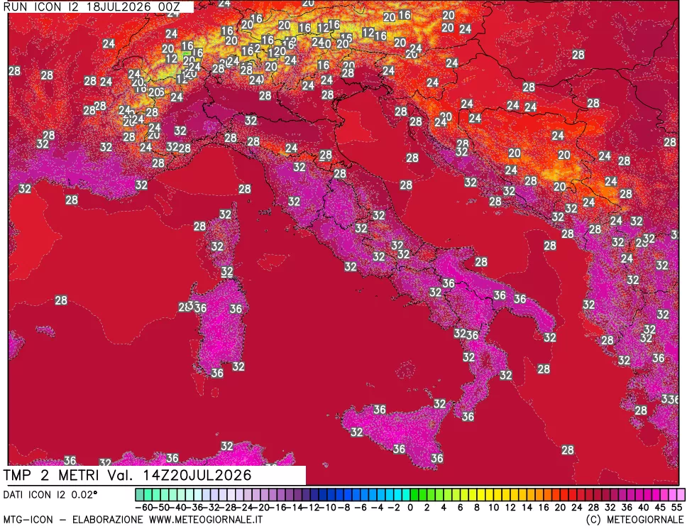 mappa Temp 2 metri