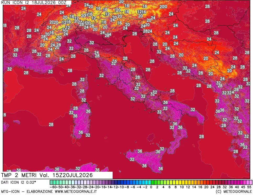 mappa Temp 2 metri