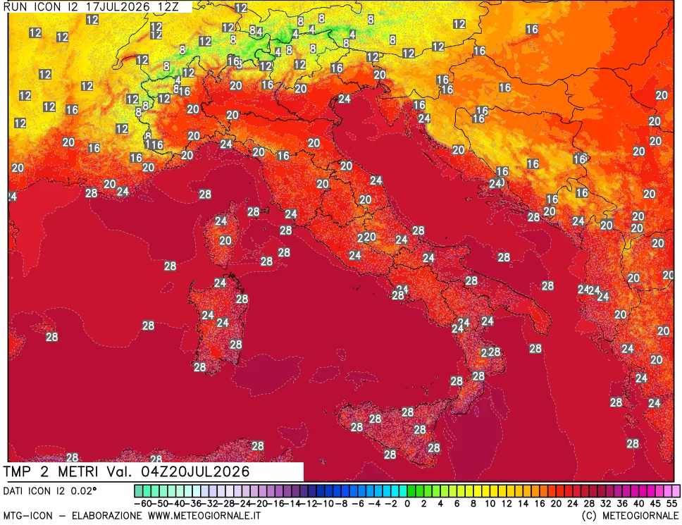mappa Temp 2 metri