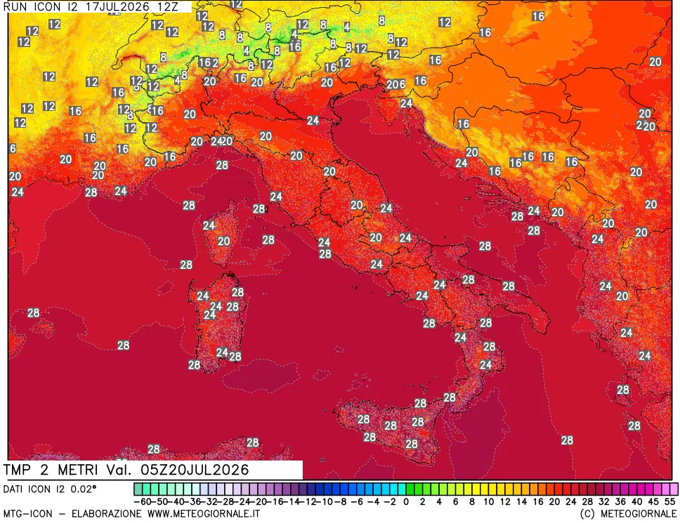 mappa Temp 2 metri