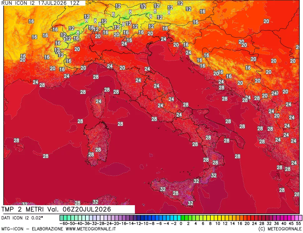 mappa Temp 2 metri
