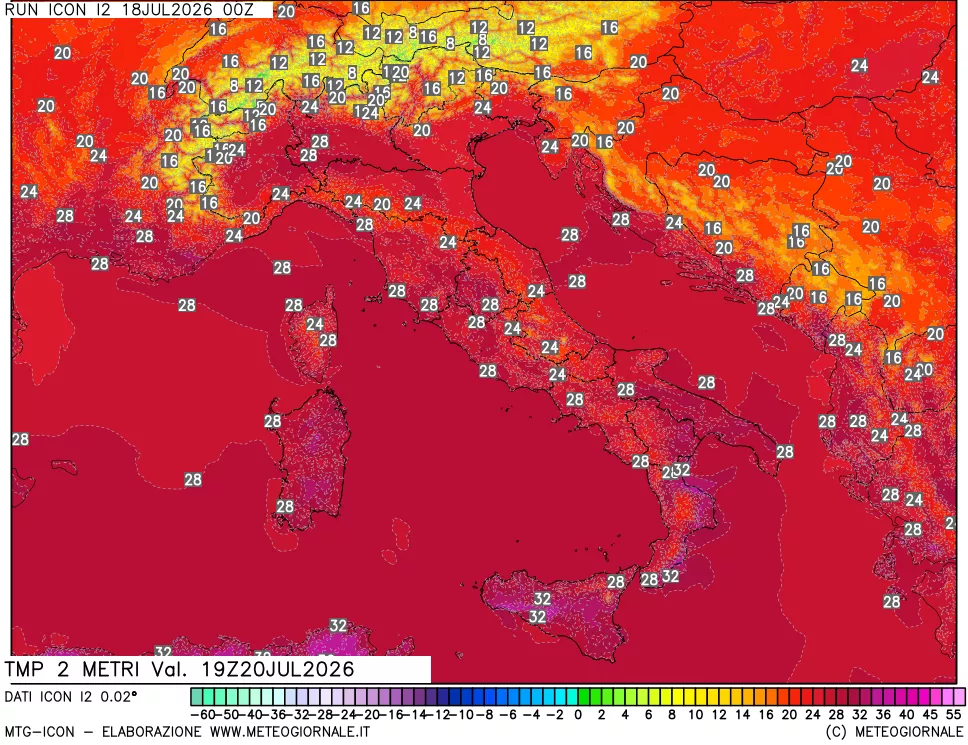 mappa Temp 2 metri