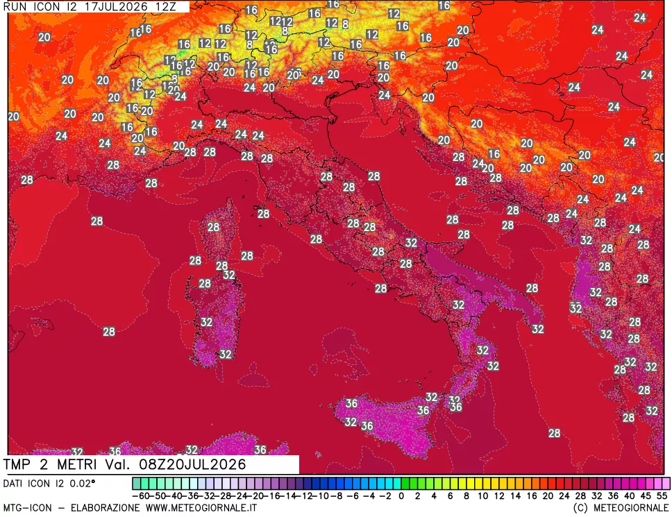 mappa Temp 2 metri