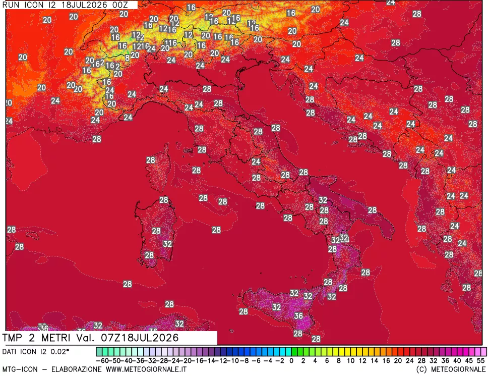 mappa Temp 2 metri