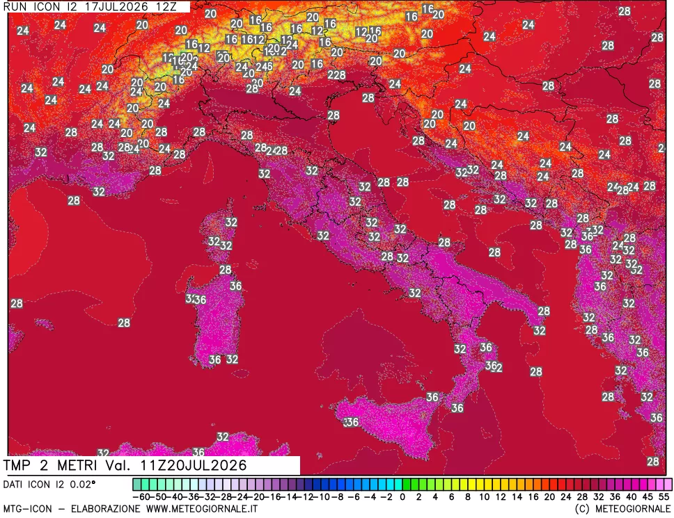 mappa Temp 2 metri