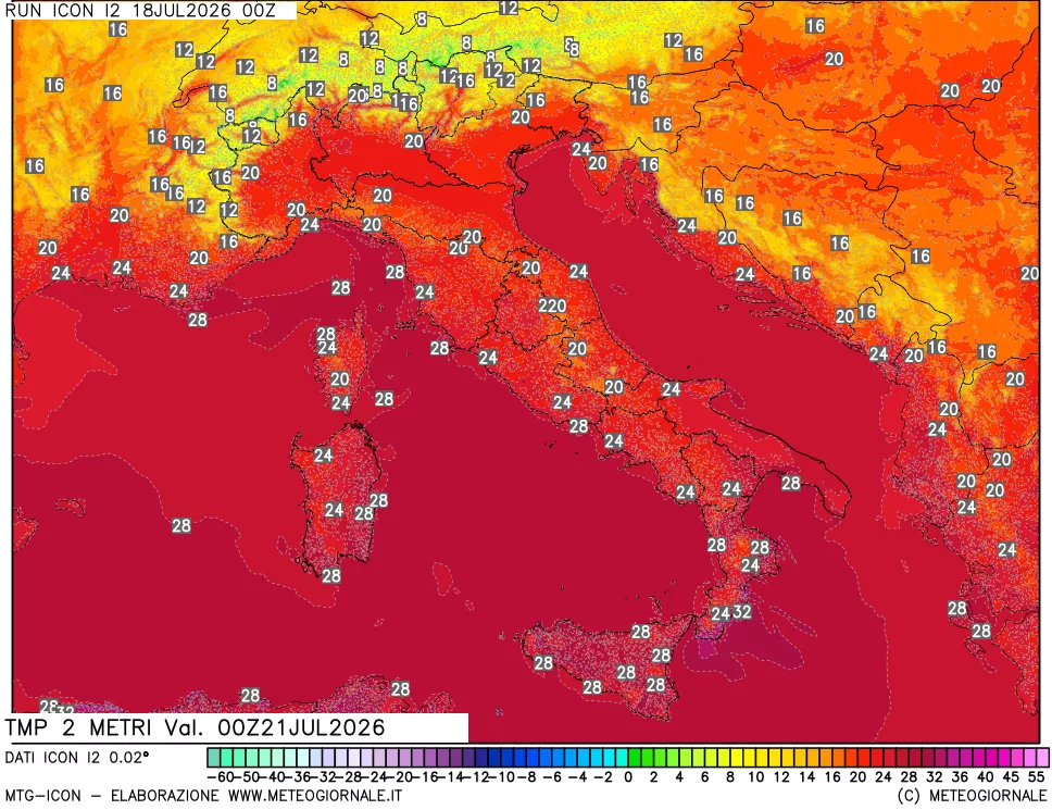 mappa Temp 2 metri