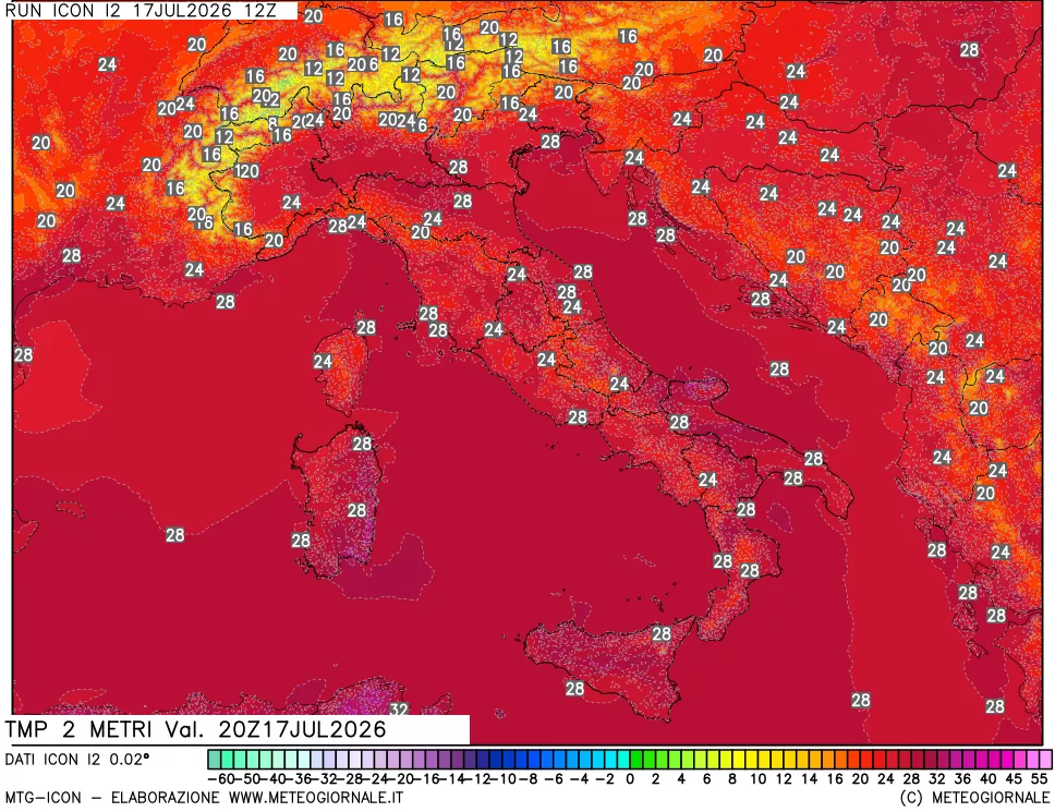 mappa Temp 2 metri