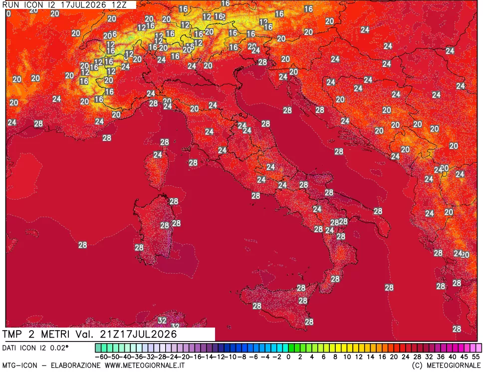 mappa Temp 2 metri