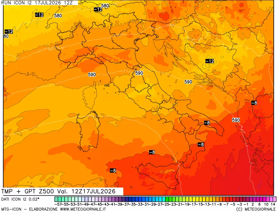 mappa 500 hPa Temp + GPT