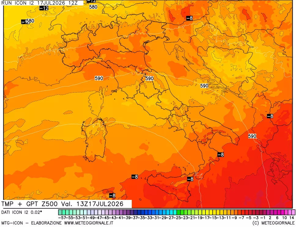 mappa 500 hPa Temp + GPT