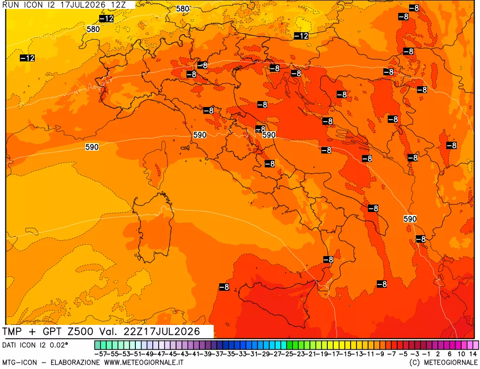 mappa 500 hPa Temp + GPT