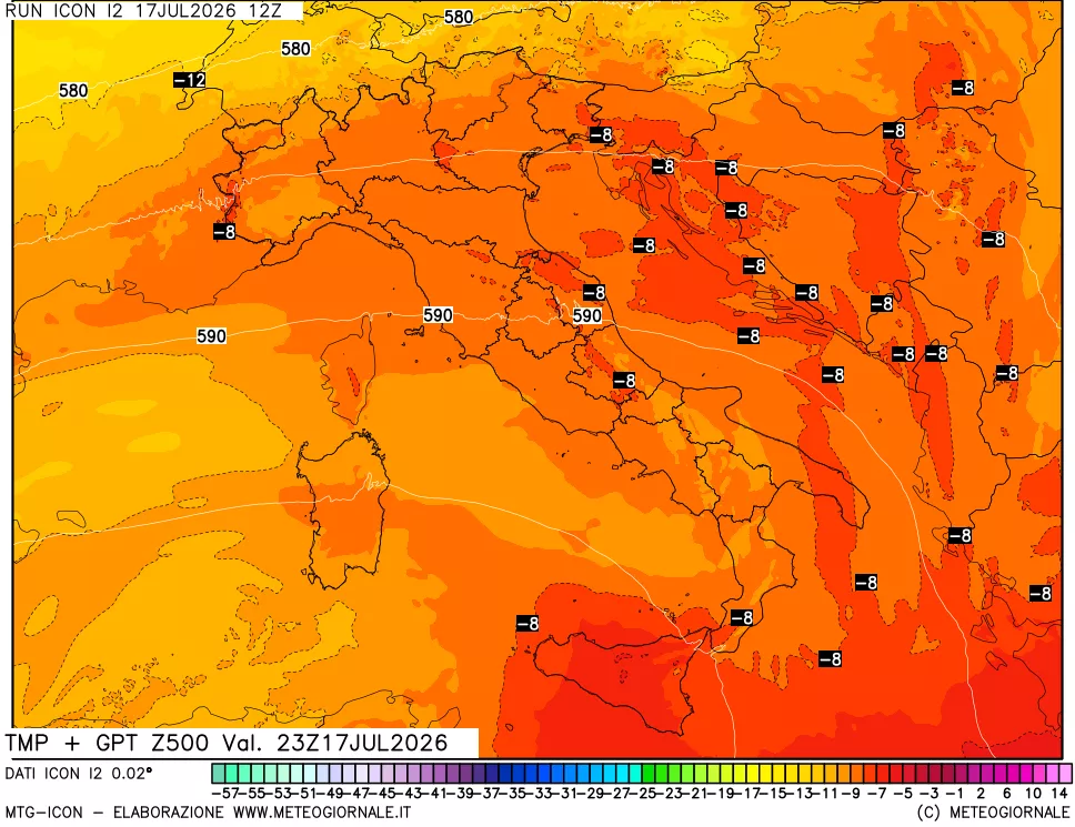 mappa 500 hPa Temp + GPT