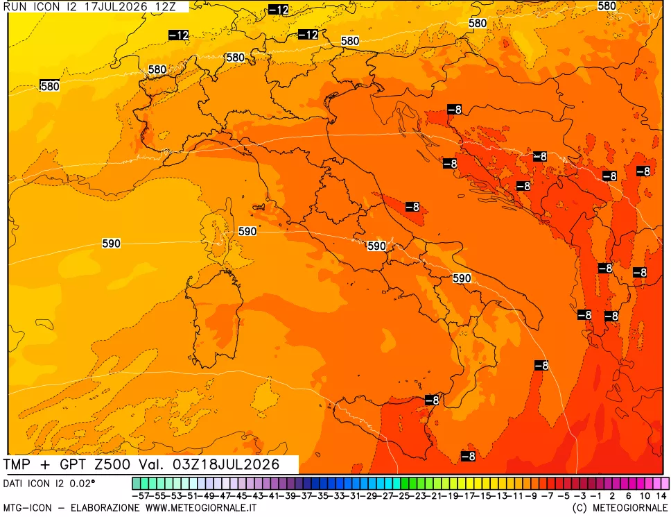 mappa 500 hPa Temp + GPT