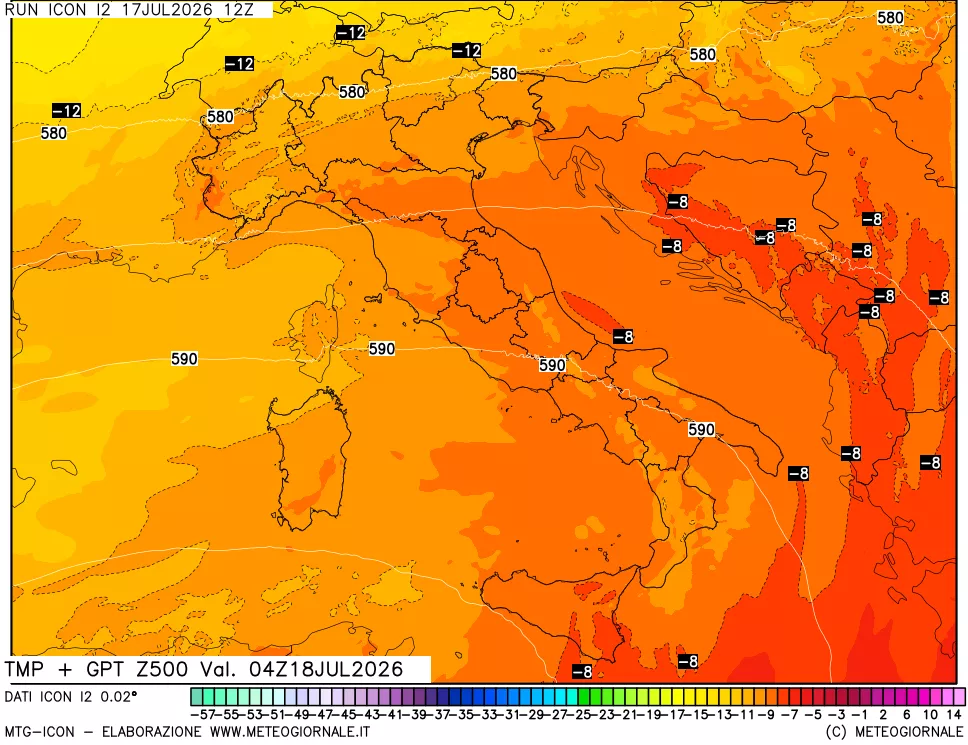 mappa 500 hPa Temp + GPT