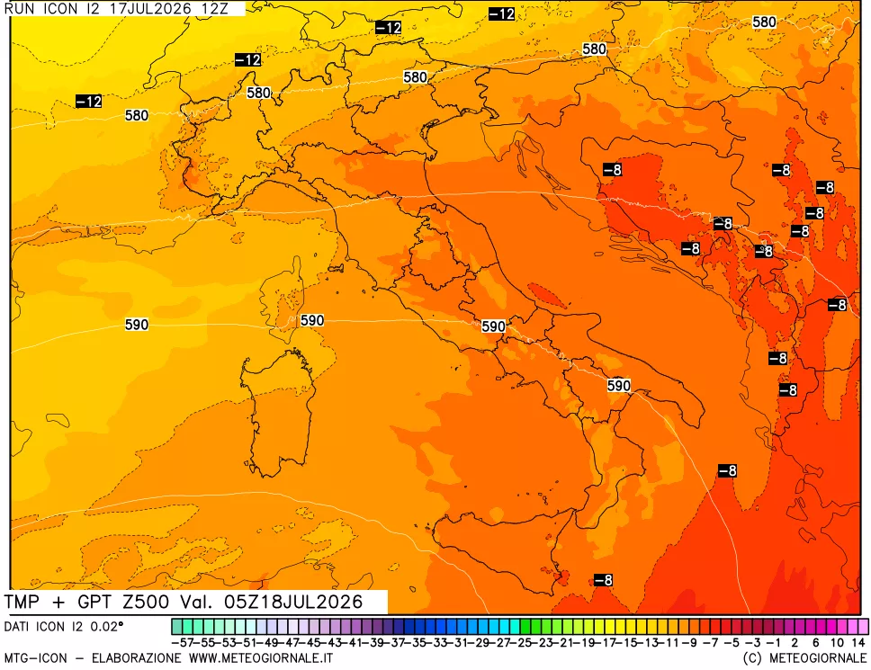 mappa 500 hPa Temp + GPT