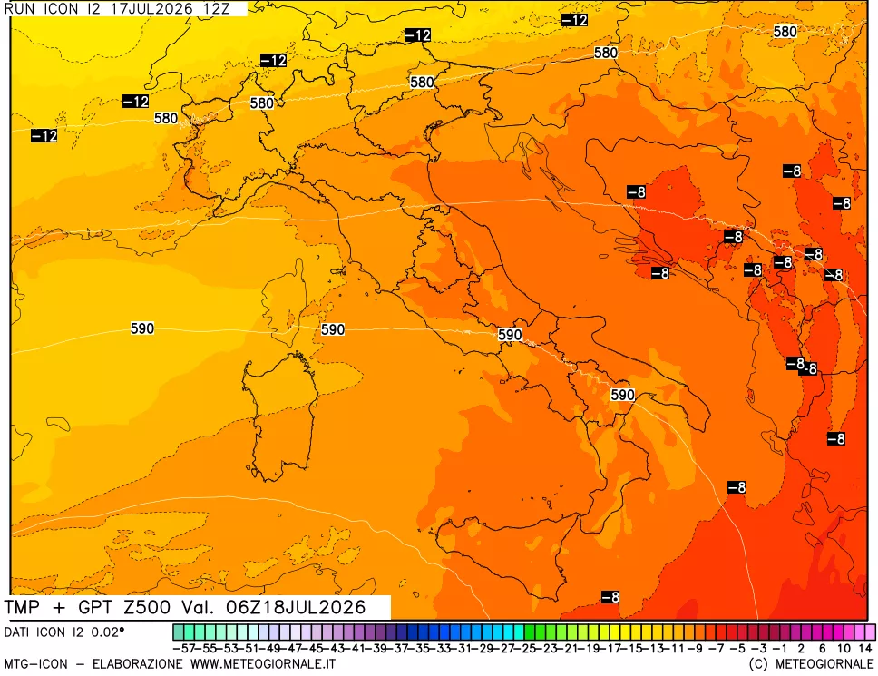 mappa 500 hPa Temp + GPT