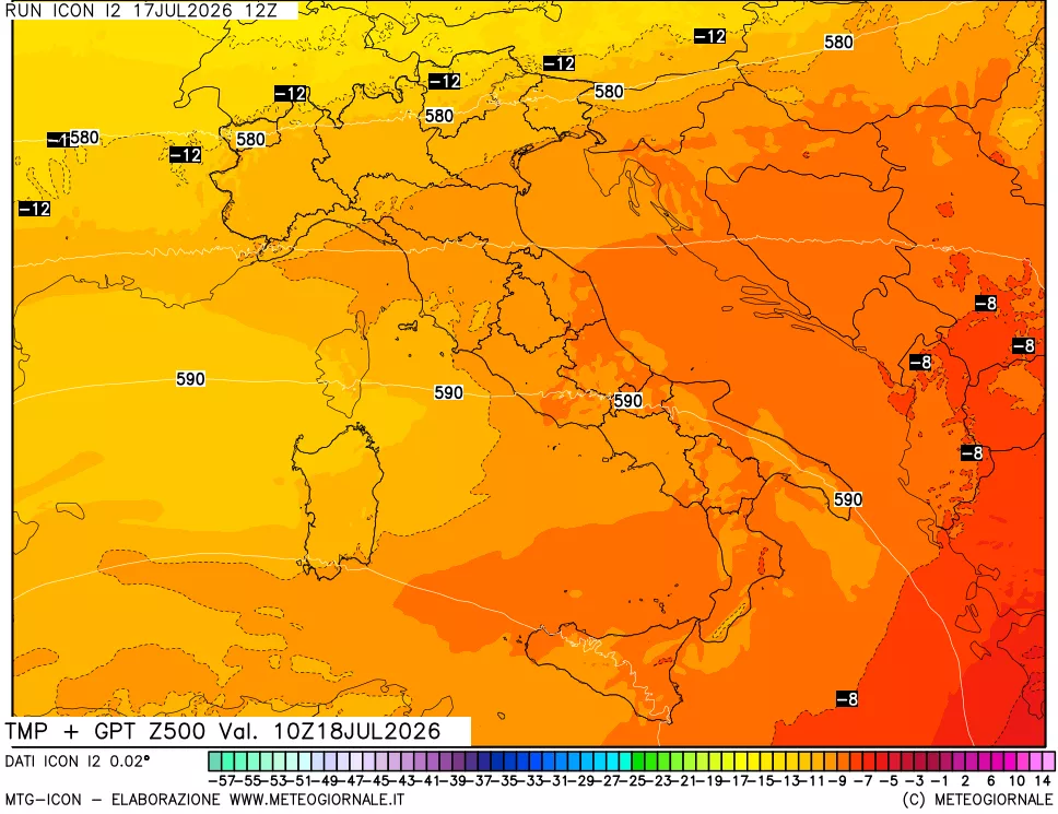 mappa 500 hPa Temp + GPT