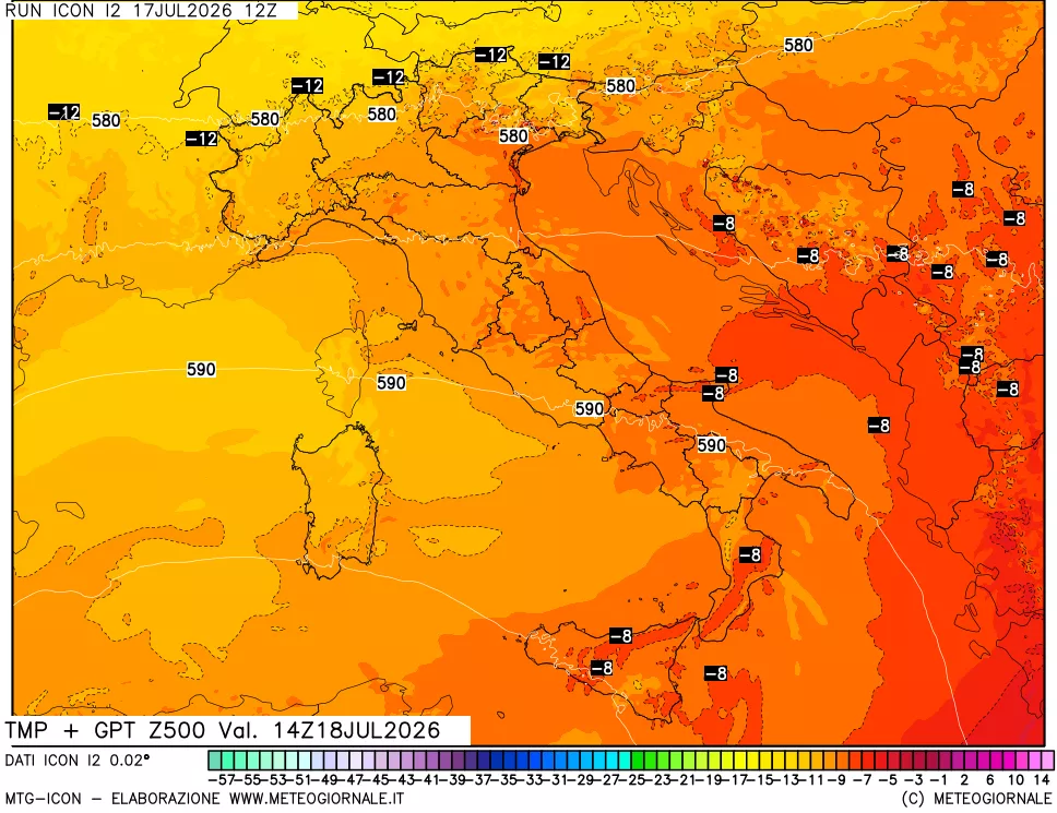 mappa 500 hPa Temp + GPT