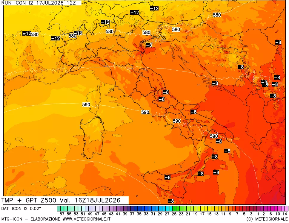 mappa 500 hPa Temp + GPT