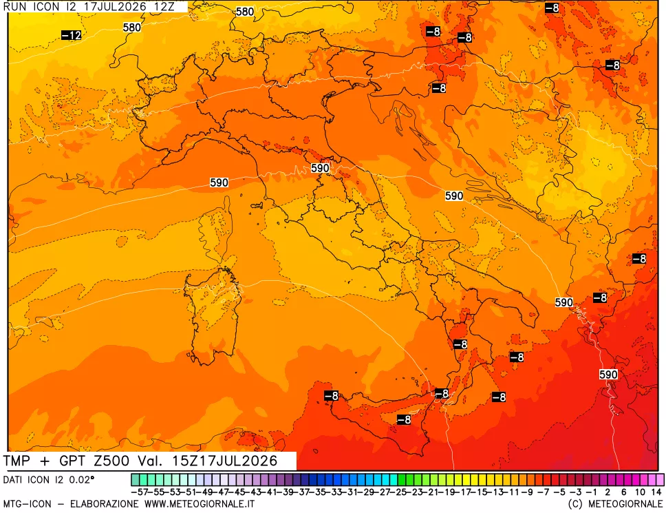 mappa 500 hPa Temp + GPT