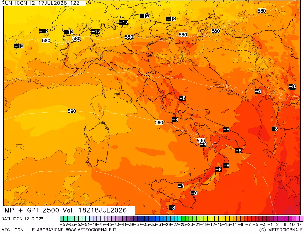 mappa 500 hPa Temp + GPT