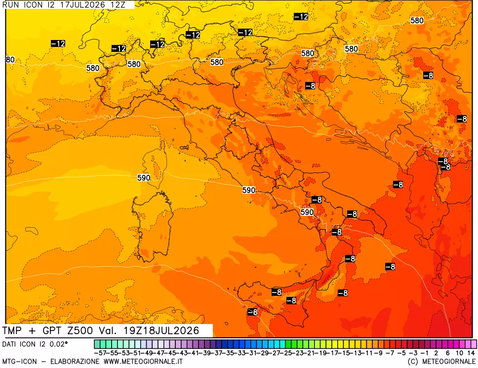 mappa 500 hPa Temp + GPT