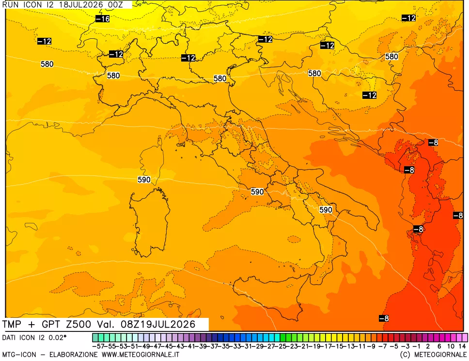 mappa 500 hPa Temp + GPT
