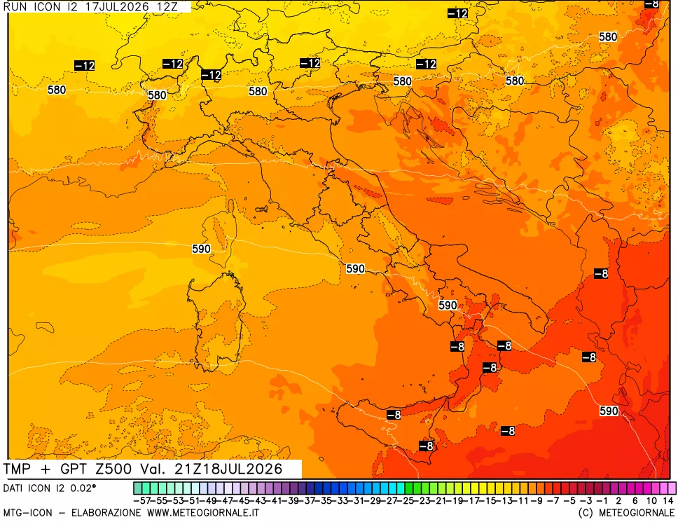 mappa 500 hPa Temp + GPT