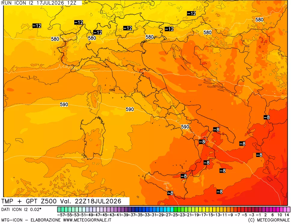 mappa 500 hPa Temp + GPT