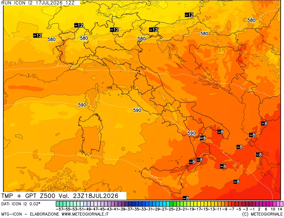 mappa 500 hPa Temp + GPT