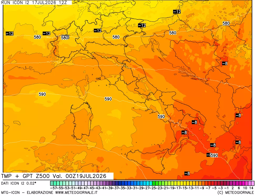 mappa 500 hPa Temp + GPT