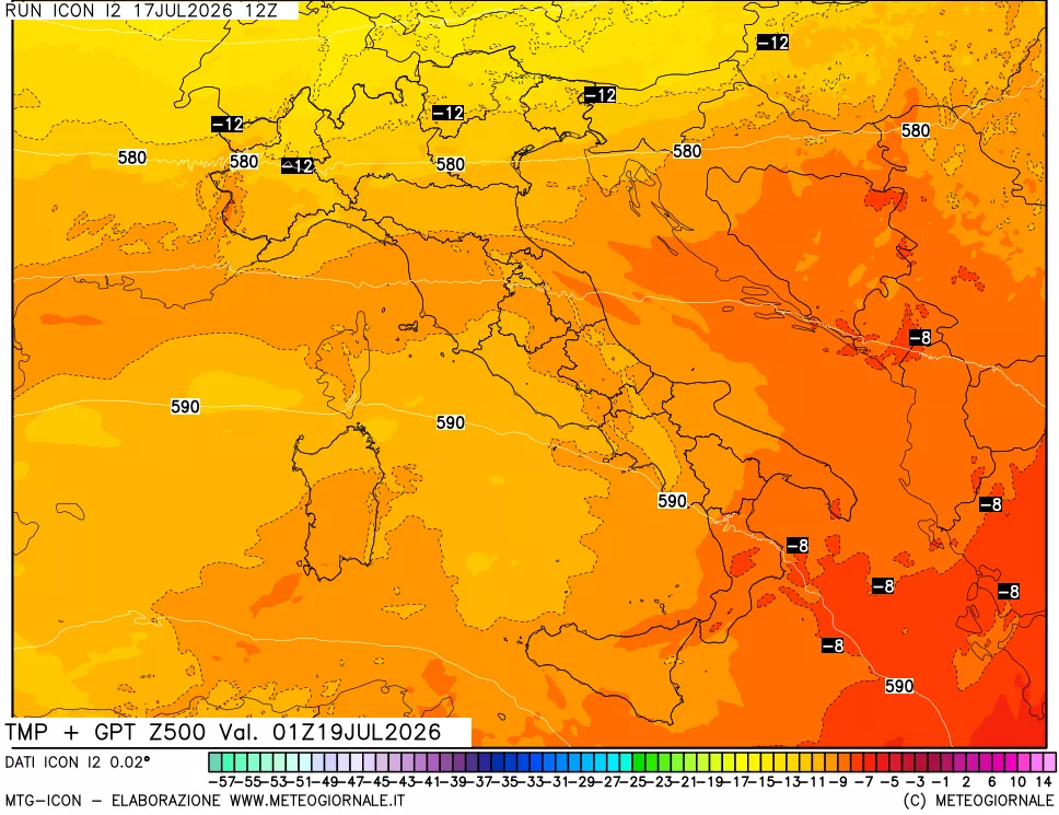 mappa 500 hPa Temp + GPT