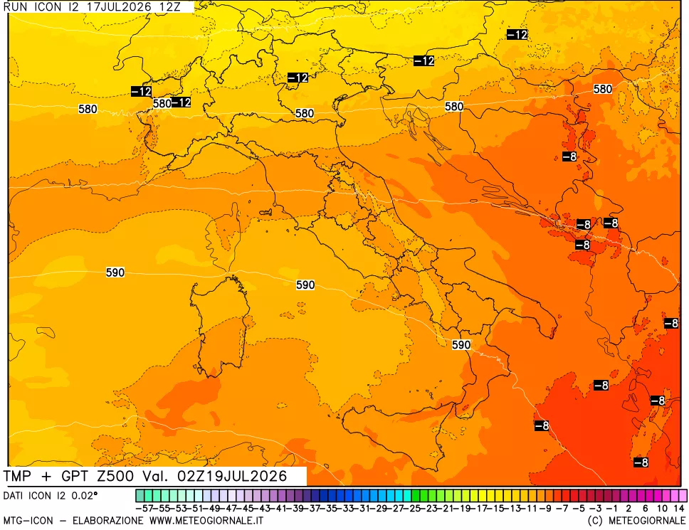 mappa 500 hPa Temp + GPT