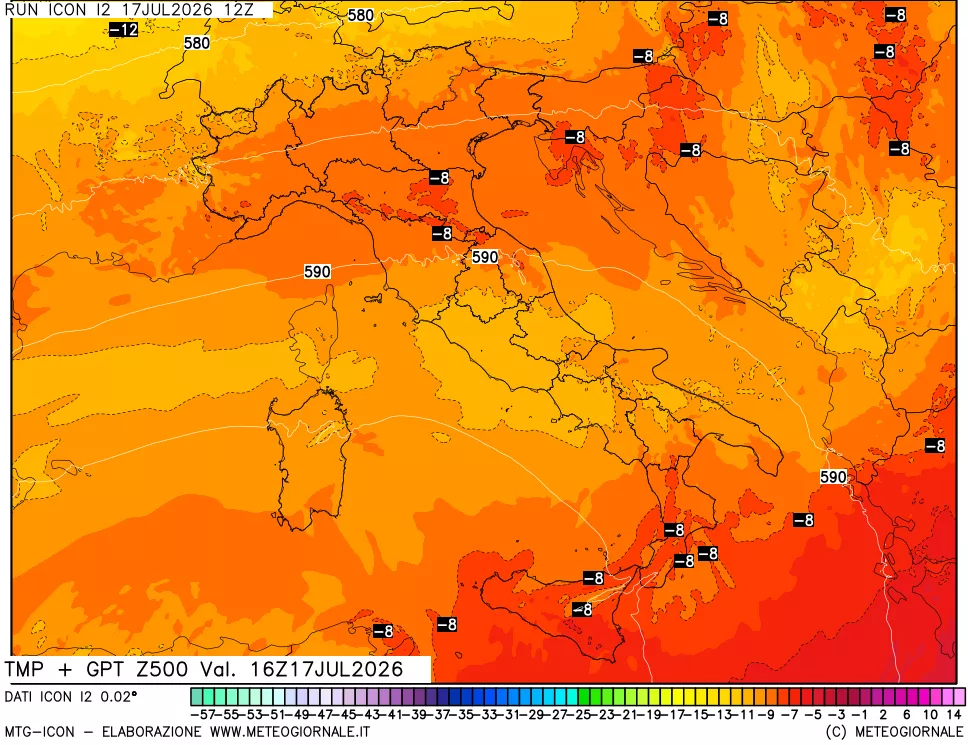 mappa 500 hPa Temp + GPT