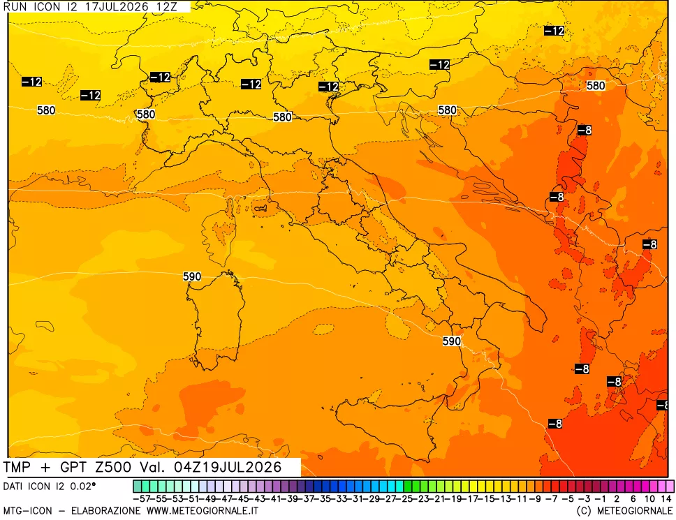 mappa 500 hPa Temp + GPT