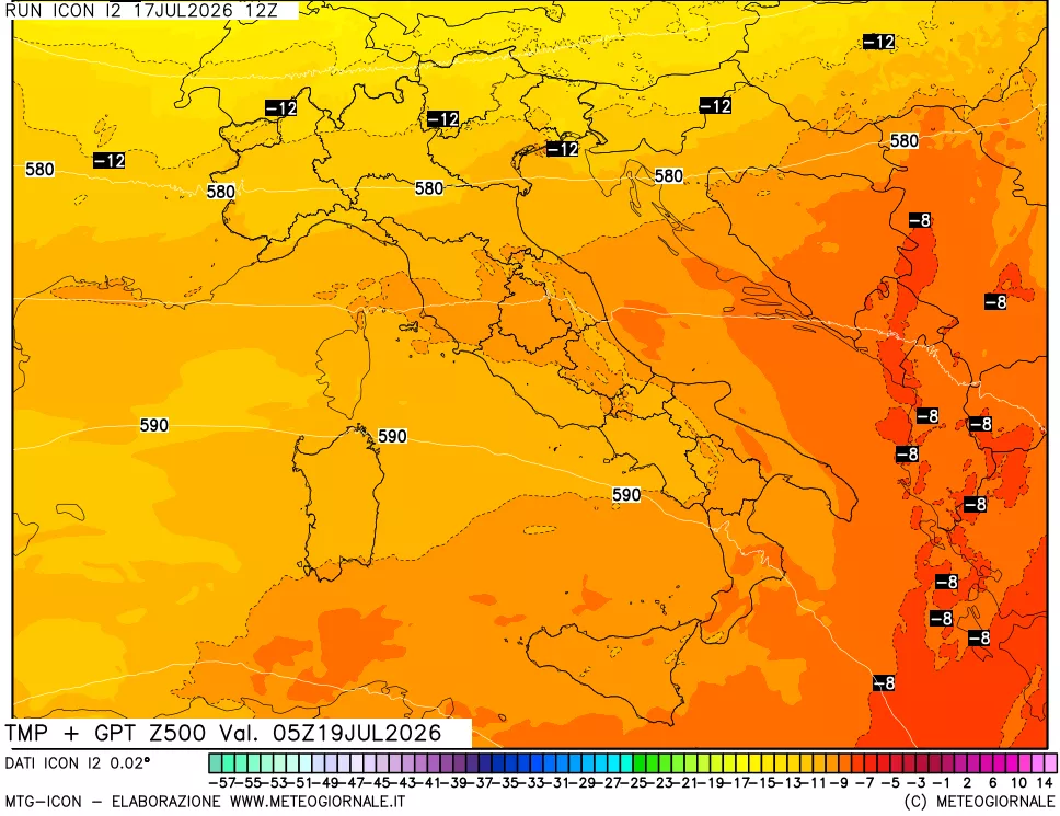 mappa 500 hPa Temp + GPT