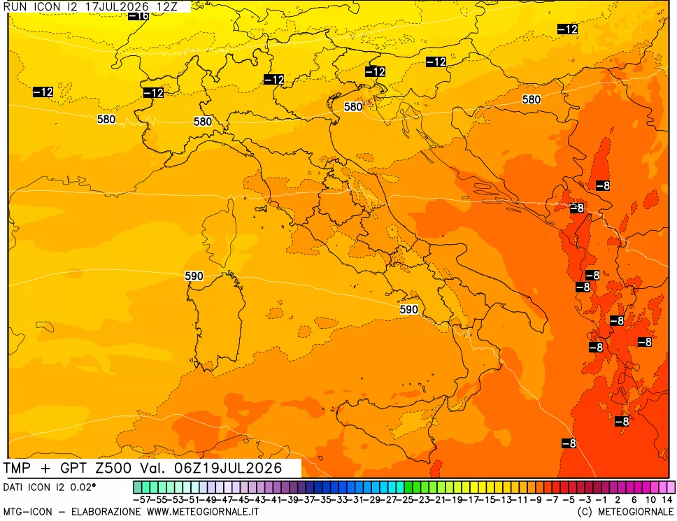 mappa 500 hPa Temp + GPT