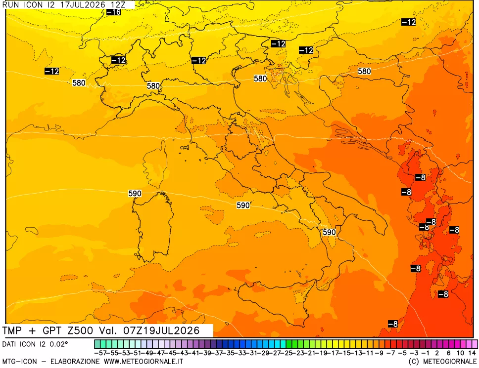 mappa 500 hPa Temp + GPT