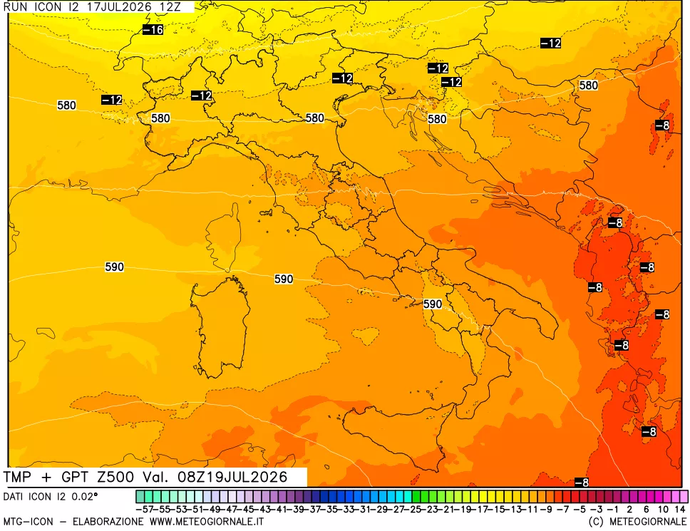mappa 500 hPa Temp + GPT