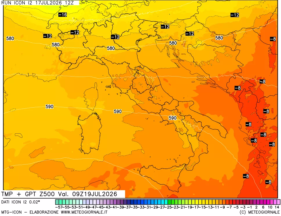 mappa 500 hPa Temp + GPT