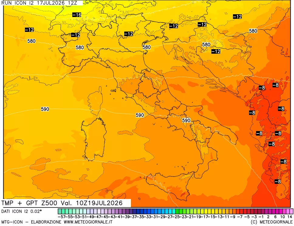 mappa 500 hPa Temp + GPT