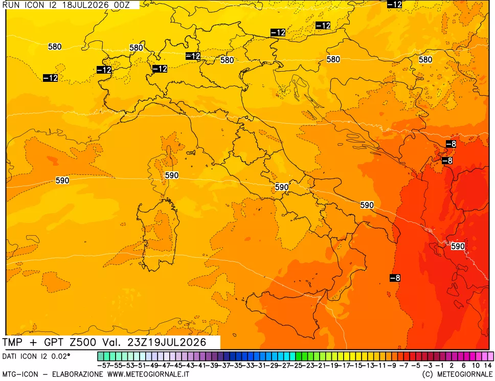 mappa 500 hPa Temp + GPT