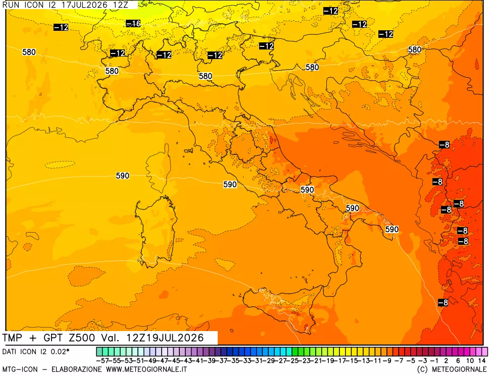 mappa 500 hPa Temp + GPT