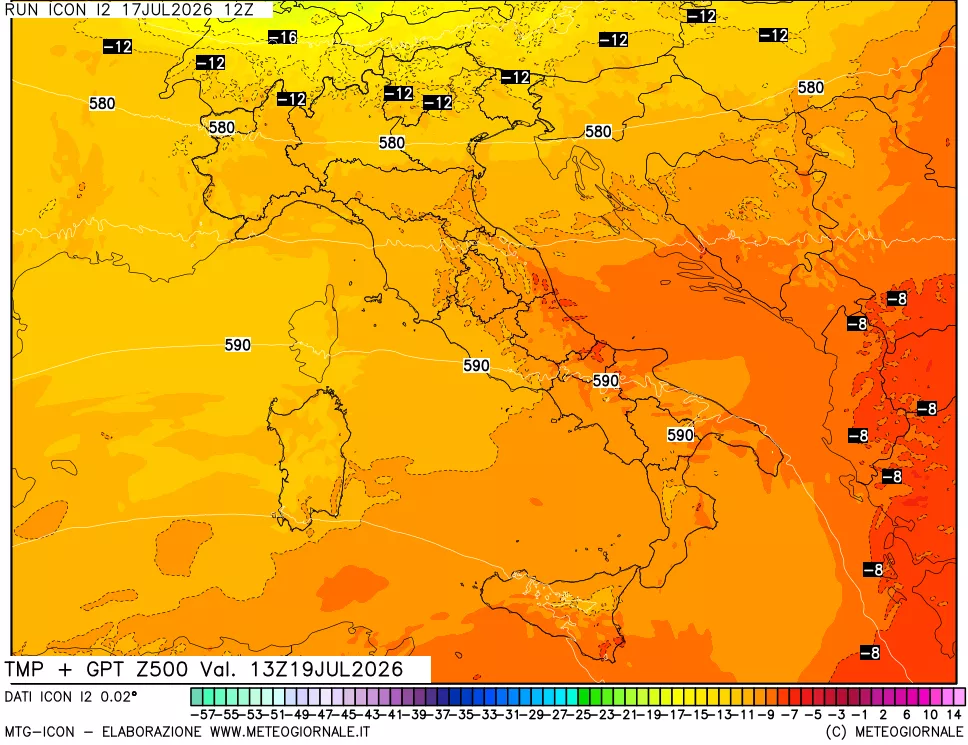 mappa 500 hPa Temp + GPT